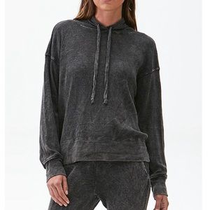 Michael Stars Kylo Acid Wash Thermal Hoodie Pullover Black Size Extra Small NEW